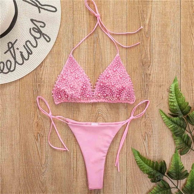 Mimi Pearl Bikini  Sunset and Swim Pink M 