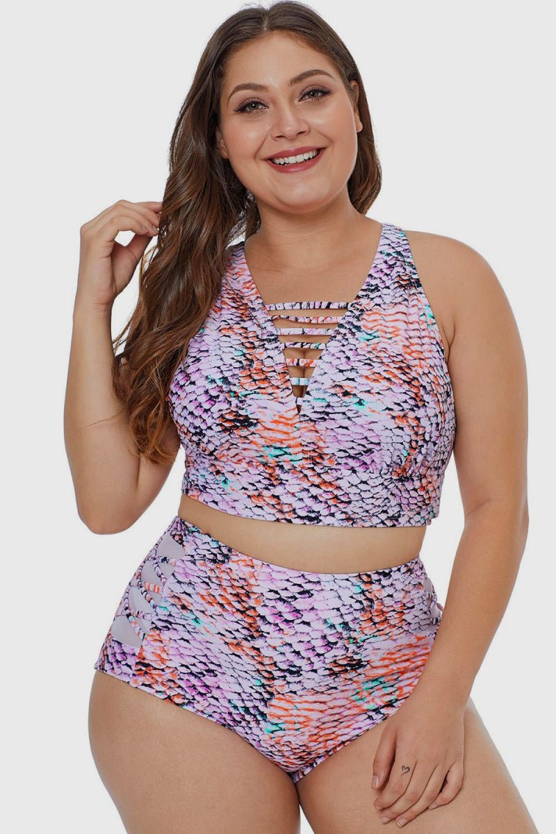 Multicolored Strappy Detail Swim Set  Sunset and Swim Floral M 