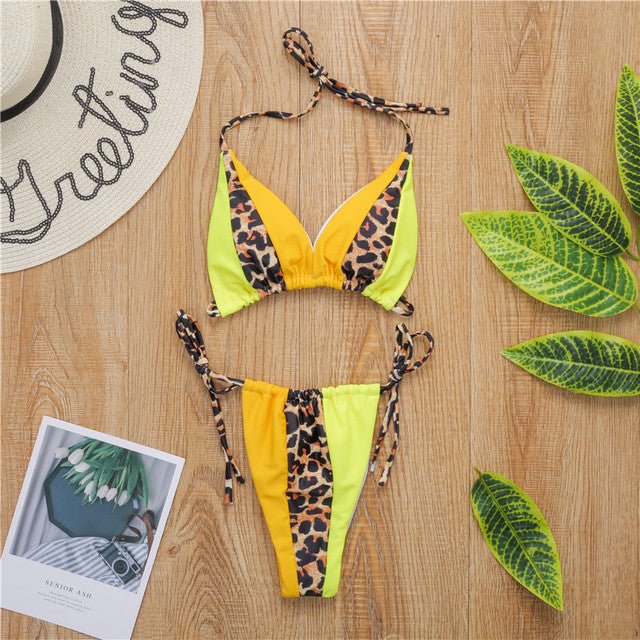 Natasha Ruched Triangle Leopard Bikini  Sunset and Swim X19SW2294-1 S 