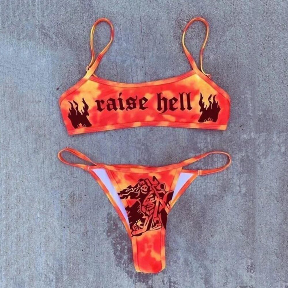 New Sexy Letter Print Bikini  Sunset and Swim Red S 