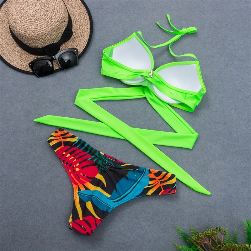 Granz Women Bikini Swimsuit With Summer Color 2 Pcs