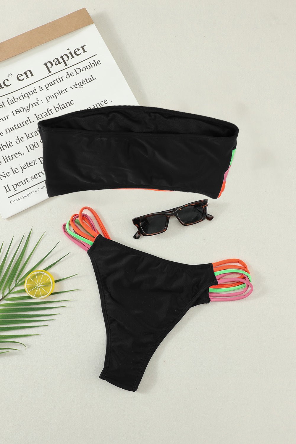 Noelle Multicolor Stripe Strapless Bikini Set  Sunset and Swim   