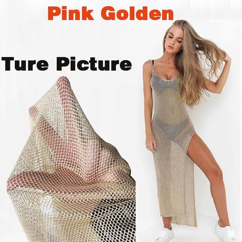 Paulina Cover Up Dress Golden Silver Beach Cover Up  Sunset and Swim   