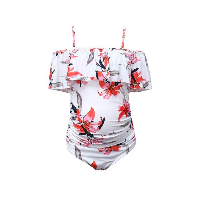 Penelope Beachwear Maternity Off Shoulder Swimsuit  Sunset and Swim Floral XXL 