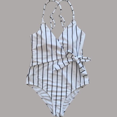 Petra Black White Striped Classic Swimsuit  Sunset and Swim Black White S 