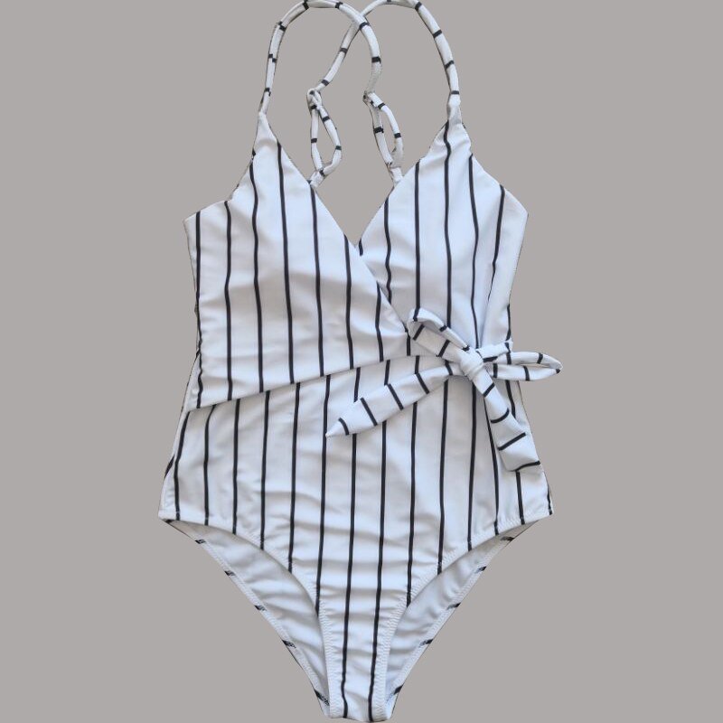 Petra Black White Striped Classic Swimsuit  Sunset and Swim   