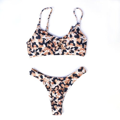 Piper Leopard Thong Micro Bikini  Sunset and Swim 98105 S 