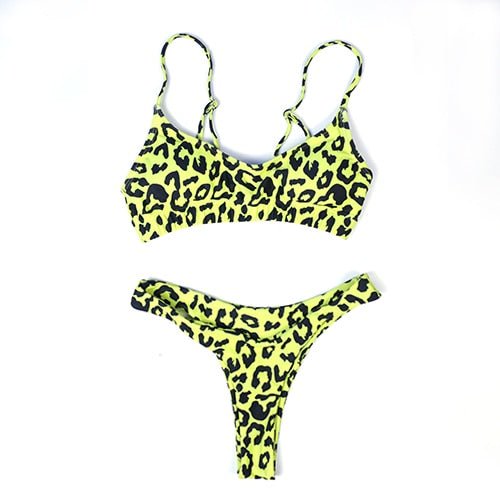 Piper Leopard Thong Micro Bikini  Sunset and Swim 98103-yellow L 