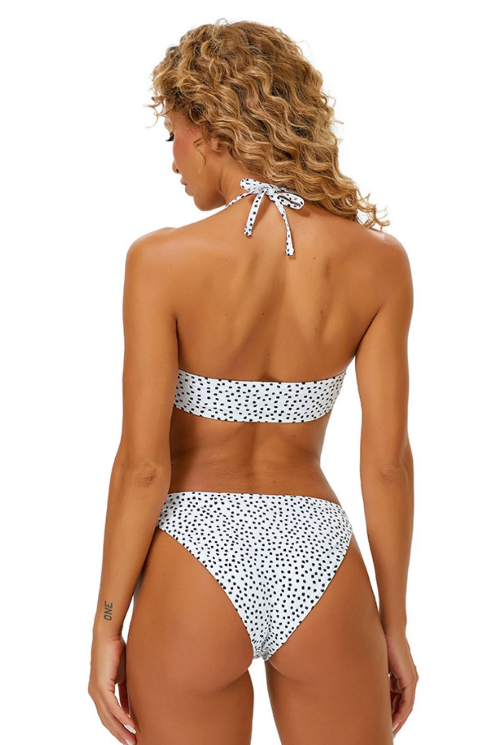 Polka Dot Bow Detail Halter Neck Bikini Set  Sunset and Swim   