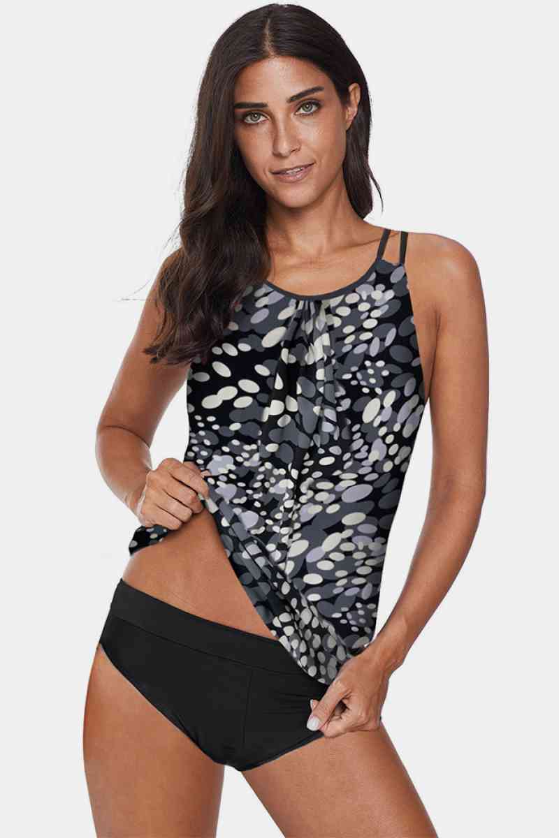 Printed Backless Two Pieces Tankini  Sunset and Swim Oval S 