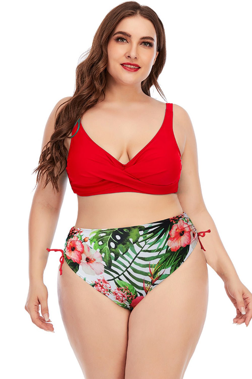 Printed Crisscross Two-Piece Swimsuit  Sunset and Swim Red M 