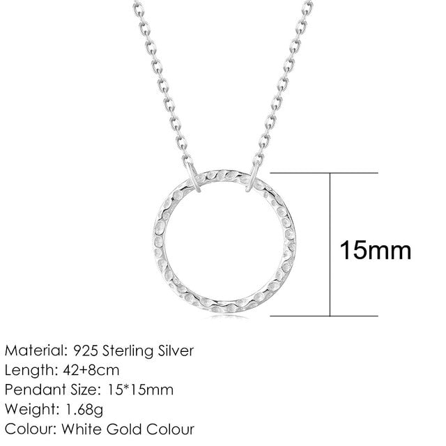 Round Circle Necklace  Sunset and Swim 15mm-White Gold  