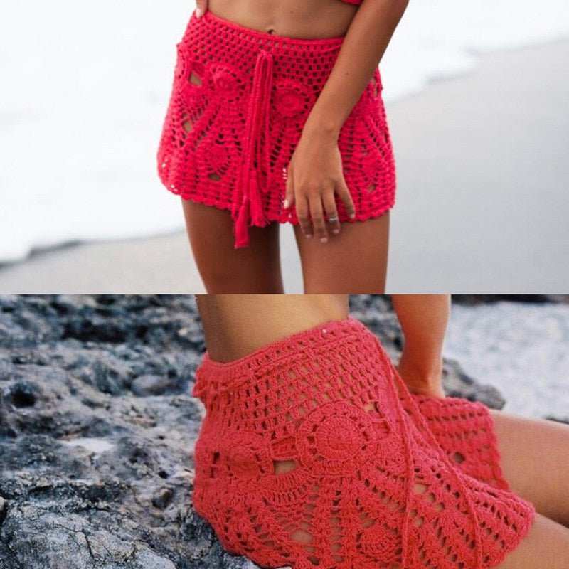 Santorini Crochet Mini Skirt Crochet Beach Cover up  Sunset and Swim   