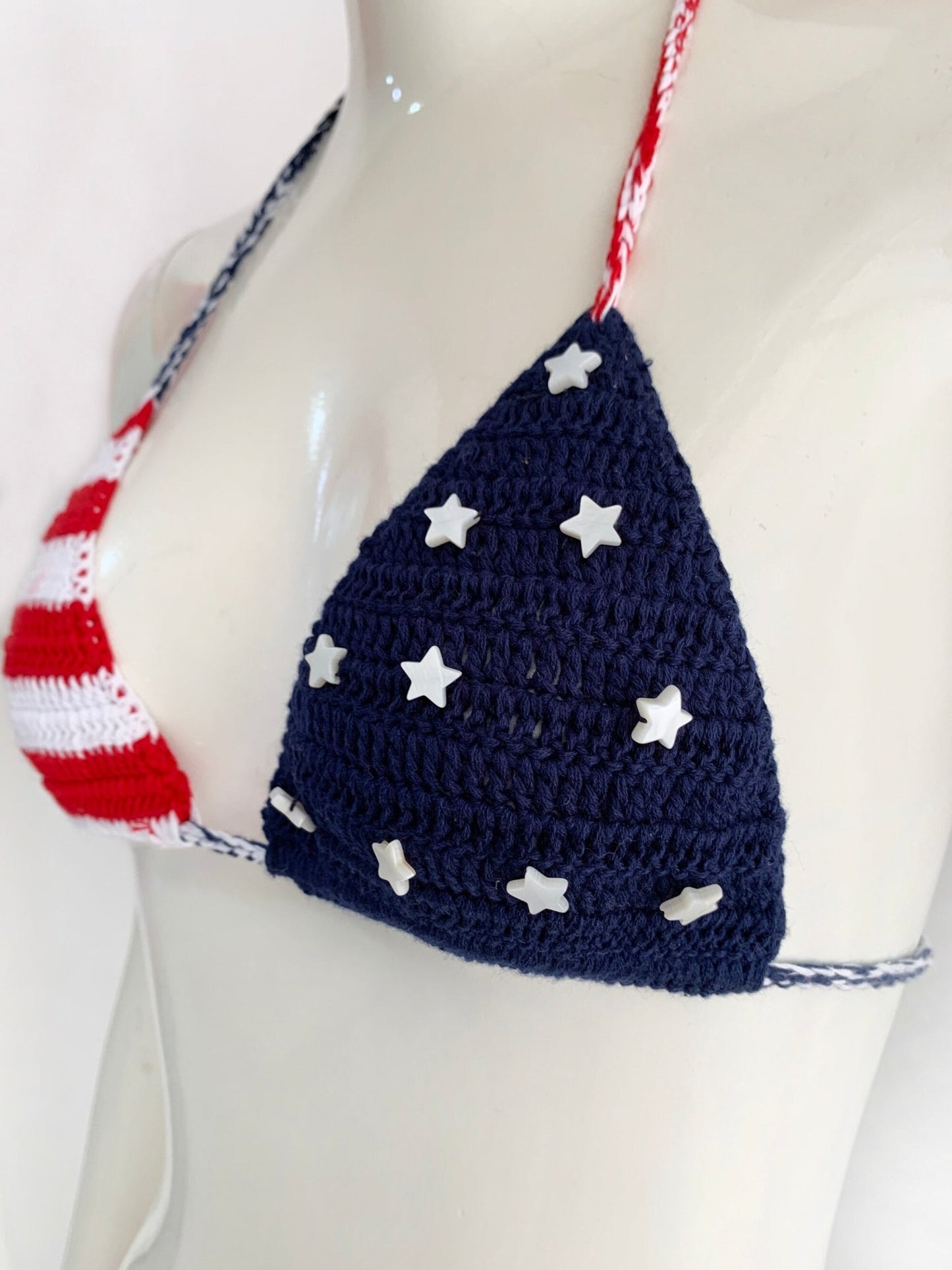 Sexy American Flag Handmade Crochet Swimsuit Bikini  Sunset and Swim   