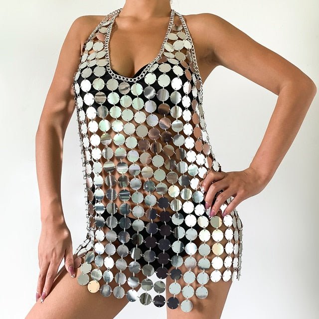 Sexy Deluxe Sequin Dress  Sunset and Swim Silver Color1 One Size 