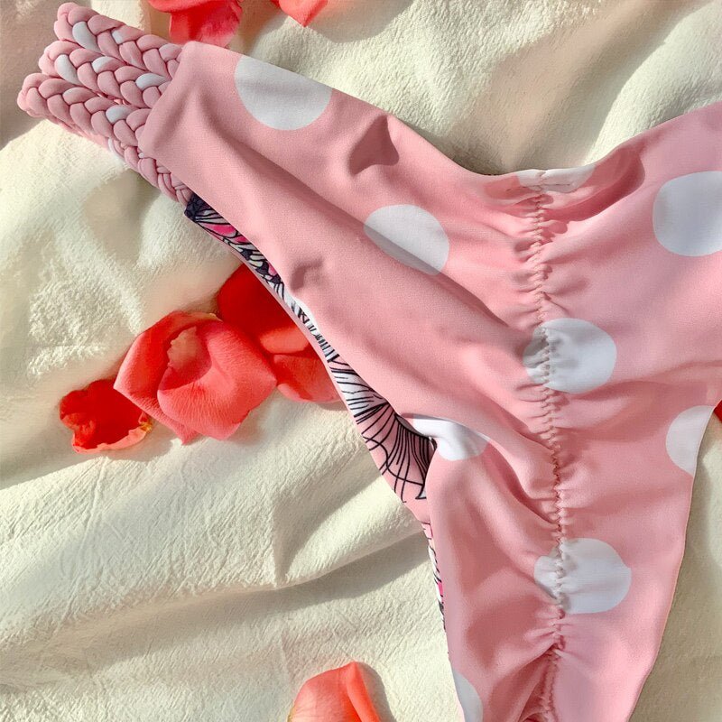Sexy Pink Ruffle Strapped Bikini  Sunset and Swim   