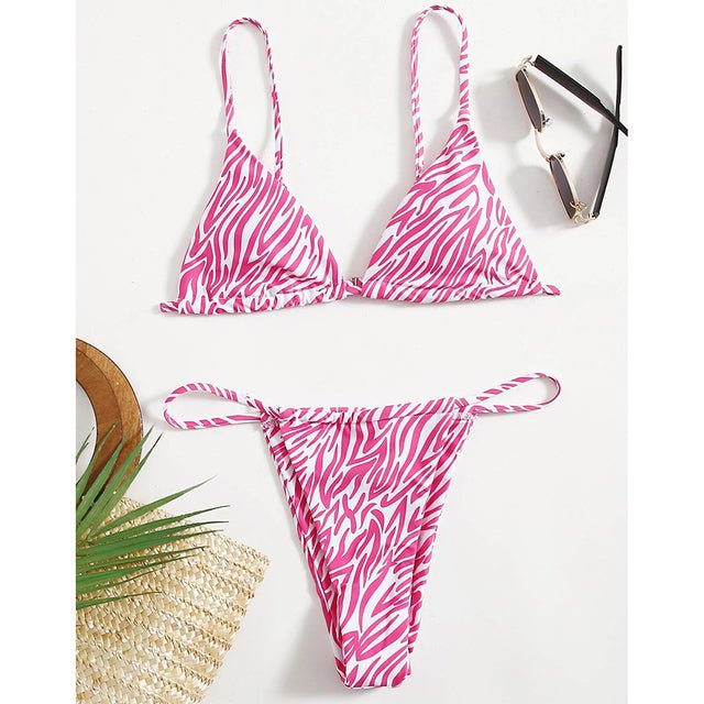 Sexy Thong Zebra Bikini  Sunset and Swim Pink Zebra S 