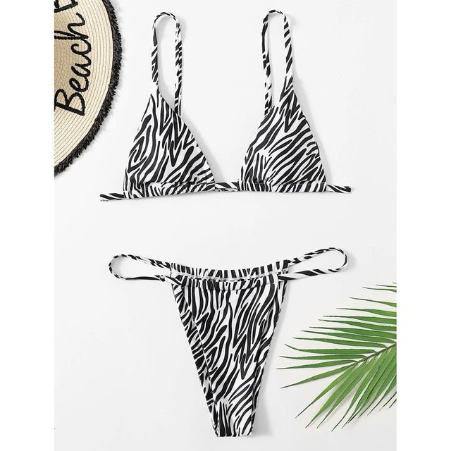 Sexy Thong Zebra Bikini  Sunset and Swim Black Zebra S 