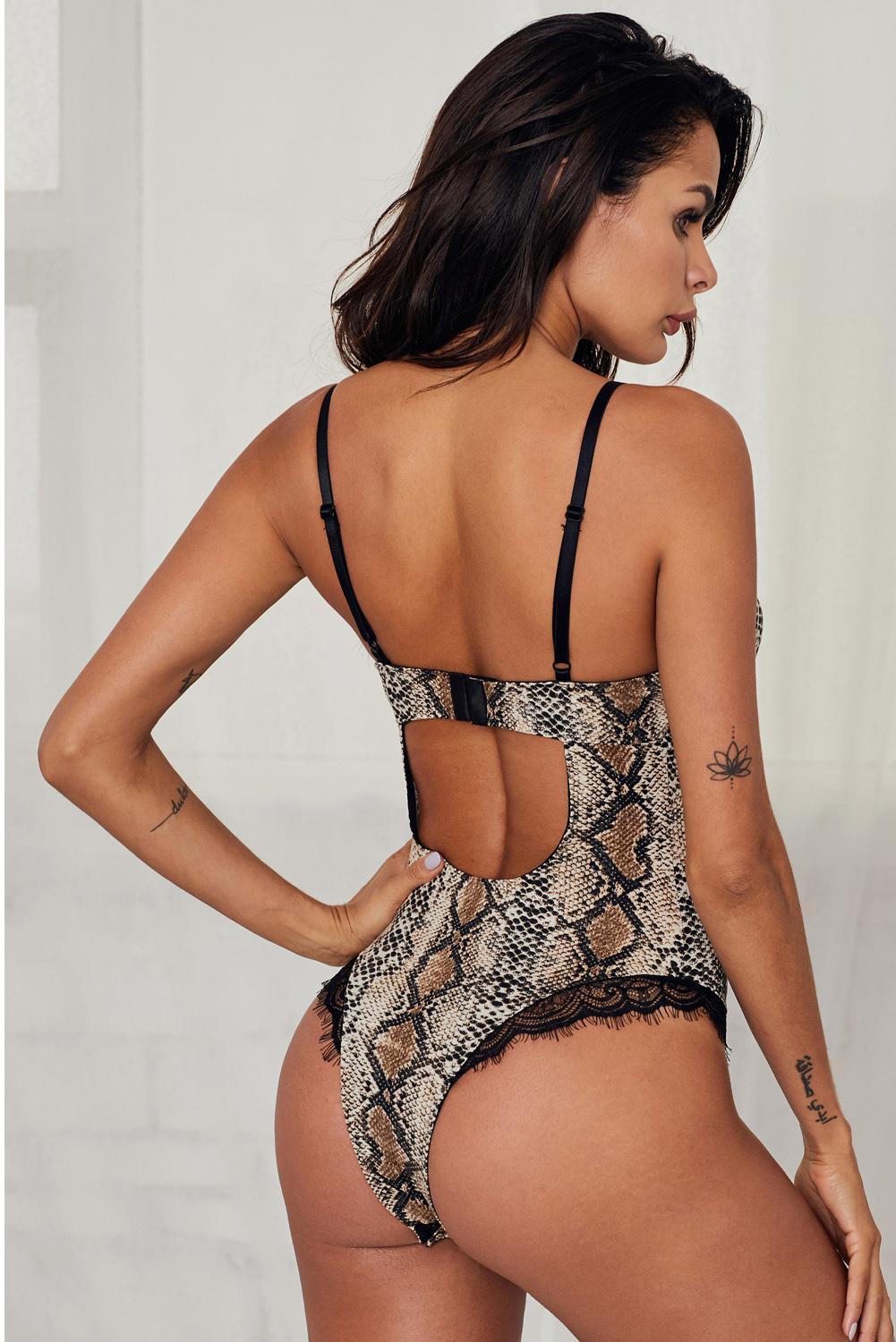 Spaghetti Strap Backless Leopard Printed Teddy  Sunset and Swim   