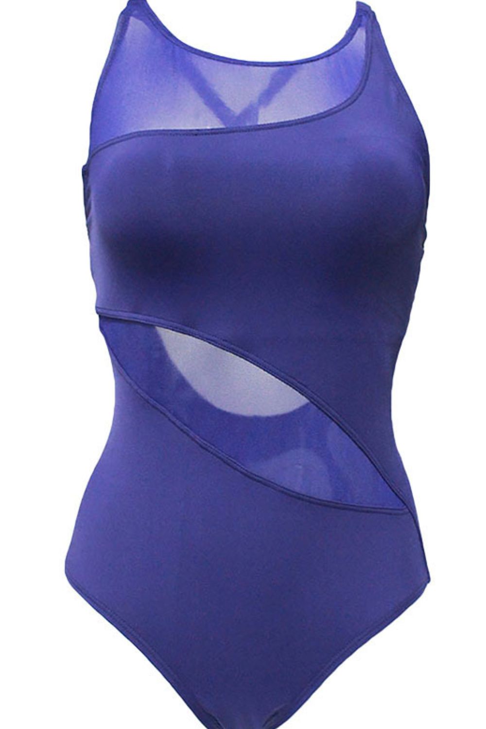 Spliced Mesh Scoop Neck Sleeveless One-Piece Swimsuit  Sunset and Swim Violet S 