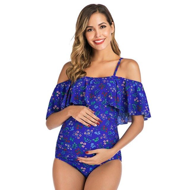 Stella Maternity Swimsuit  Sunset and Swim blue print 2 S 