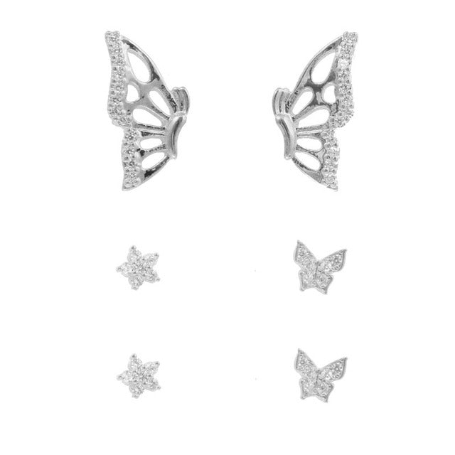 Stunning Butterfly Stud Earrings  Sunset and Swim Silver Multiple  