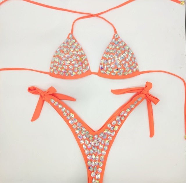 Super Bling Brazilian Bikini  Sunset and Swim Orange S 