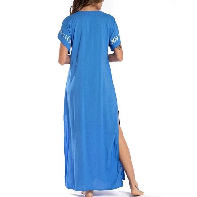 Susannah Cotton Beach Dress  Sunset and Swim Blue One Size 