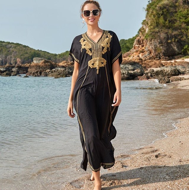 Susannah Cotton Beach Dress  Sunset and Swim A803BLK One Size 