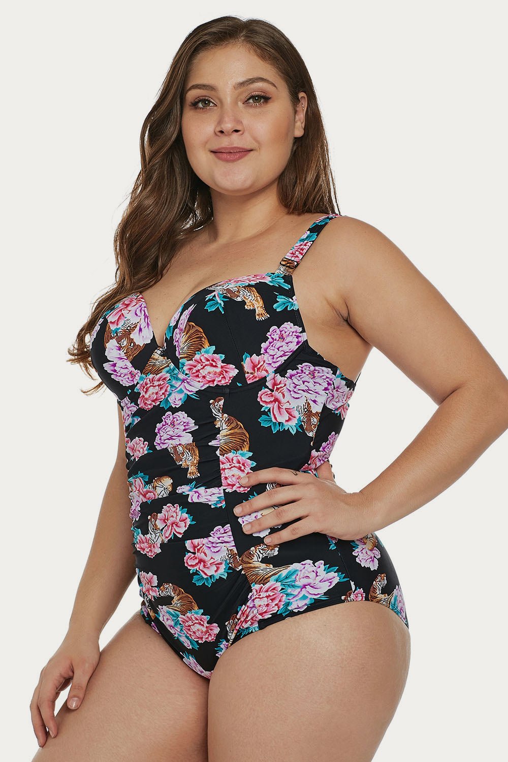 Tiger Floral Push-Up Plus Swimsuit  Sunset and Swim   