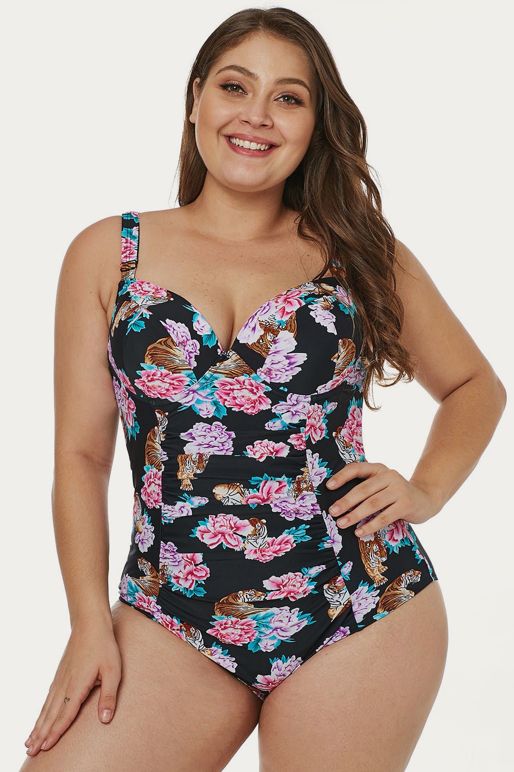 Tiger Floral Push-Up Plus Swimsuit  Sunset and Swim Floral M 