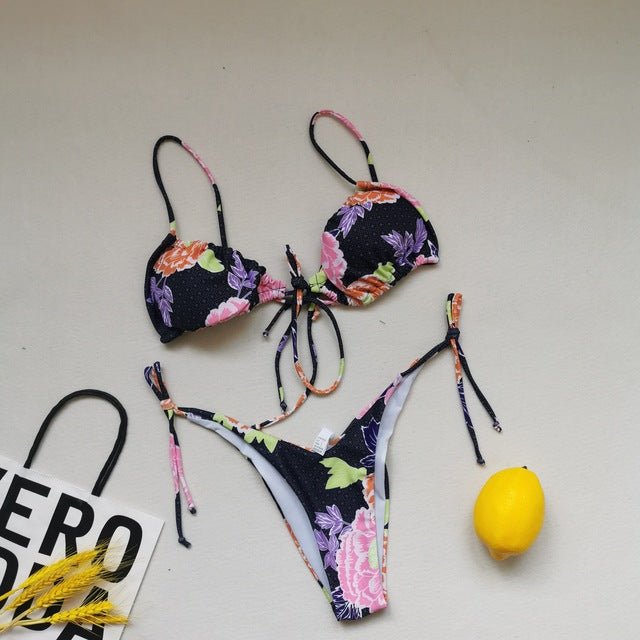 Trending! Tropical Brazilian Bikini Set  Sunset and Swim A-10 S 