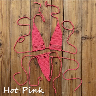 Ultrasexy Premium Crochet Micro Thong Bikini  Sunset and Swim Hot pink One Size 