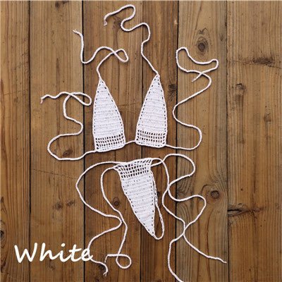 Ultrasexy Premium Crochet Micro Thong Bikini  Sunset and Swim White One Size 