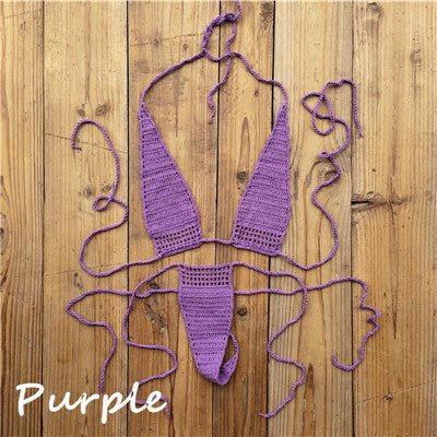 Ultrasexy Premium Crochet Micro Thong Bikini  Sunset and Swim Purple One Size 