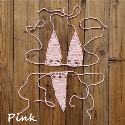 Ultrasexy Premium Crochet Micro Thong Bikini  Sunset and Swim Pink One Size 
