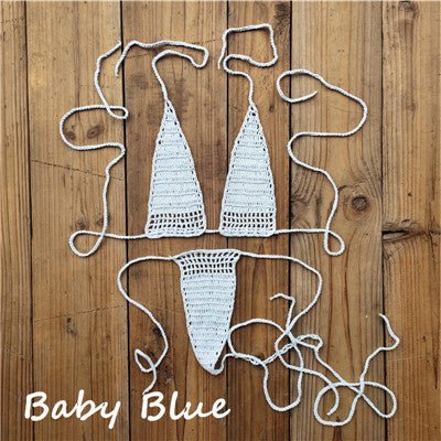 Ultrasexy Premium Crochet Micro Thong Bikini  Sunset and Swim Baby blue One Size 