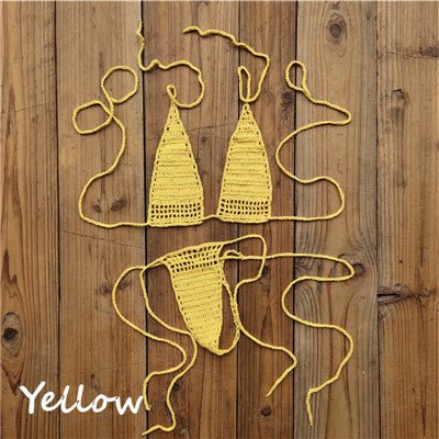 Ultrasexy Premium Crochet Micro Thong Bikini  Sunset and Swim Yellow One Size 