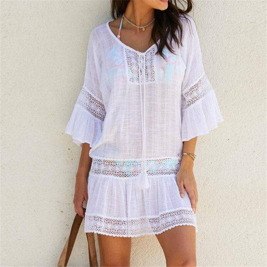 Victoria Beach Cover Up  Sunset and Swim White One Size 