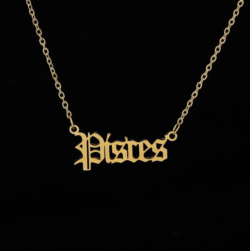 Zodiac Signs Necklaces  Sunset and Swim Pisces Gold Color 