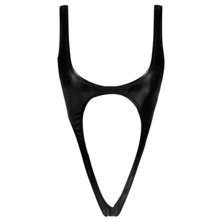 Sunset And Swim - Pure Seduction PU Faux Leather Thong String One Piece Swimsuit Monokini