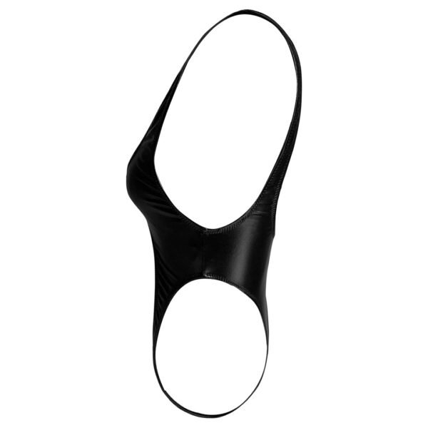 Sunset And Swim - Pure Seduction PU Faux Leather Thong String One Piece Swimsuit Monokini