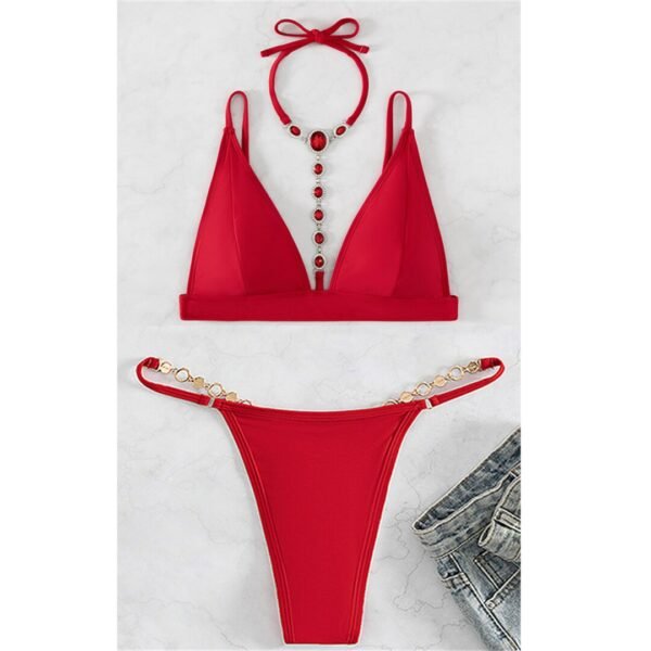 Sunset And Swim - Red Diamond Deluxe Extreme Mini Micro Thong Bikini
