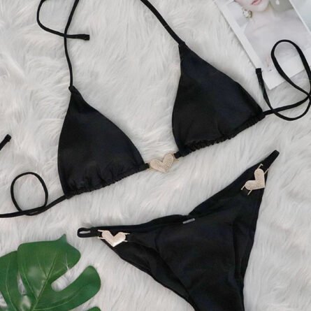 Sunset And Swim - Diamond Hearts Rhinestone Bikini