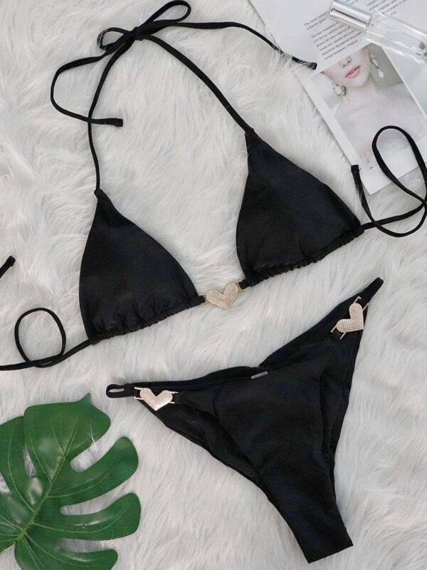 Sunset And Swim - Diamond Hearts Rhinestone Bikini