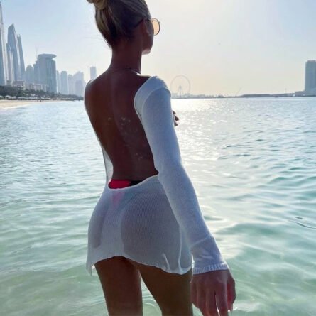 Sunset And Swim - Paradise Calling Swimsuit Cover Up Sexy White Backless Mini Dress