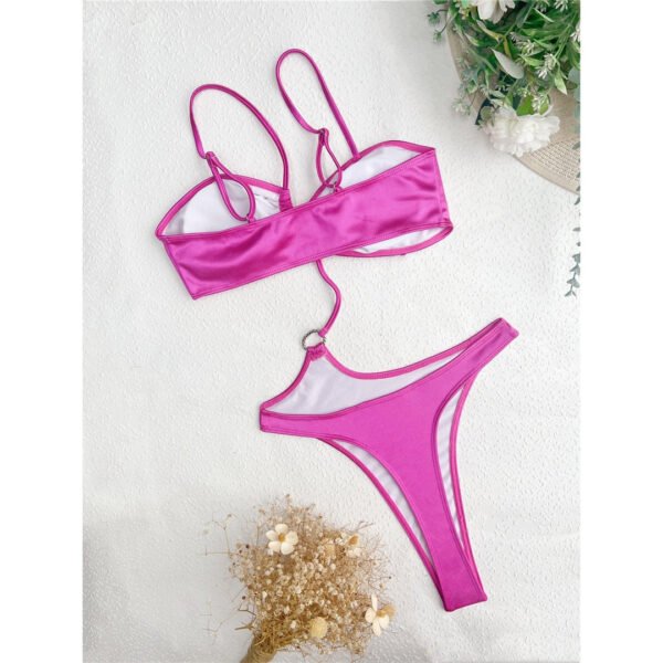 Sunset And Swim - Shiny Extreme Mini Micro Thong One Shoulder Bikini Swimsuit