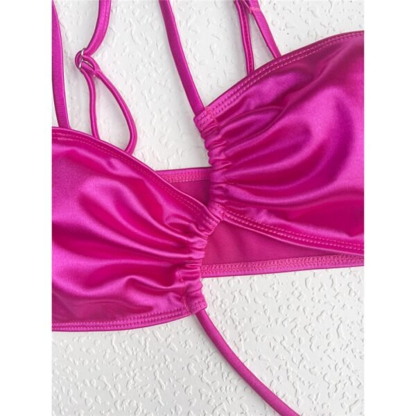 Sunset And Swim - Shiny Extreme Mini Micro Thong One Shoulder Bikini Swimsuit