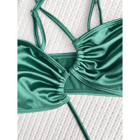 Sunset And Swim - Shiny Extreme Mini Micro Thong One Shoulder Bikini Swimsuit