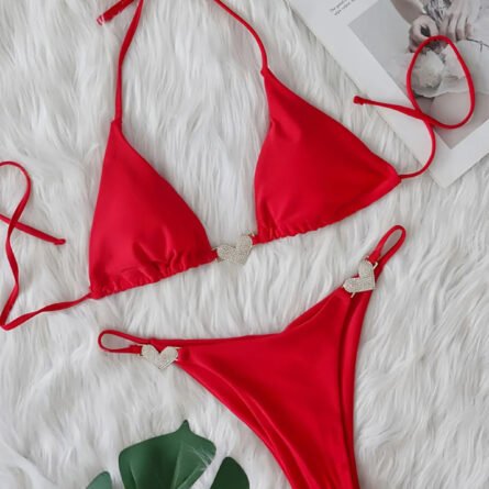 Sunset And Swim - Diamond Hearts Rhinestone Bikini